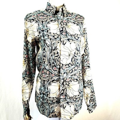 Morris & Co w/ H&M Floral Button Up Top NEW Size XS Cottage Tunic Length Chic