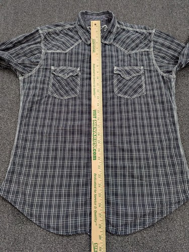 Camisa Western Twenty X 20X Para Hombre Perla A Presión Manga Larga Negra Rayas Talla Grande - Imagen 9 de 13