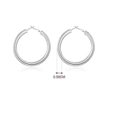 Genuine 925 Sterling Silver Nickel/Tarnish-Free Tube Hoop Earrings 60mm/2.36inch