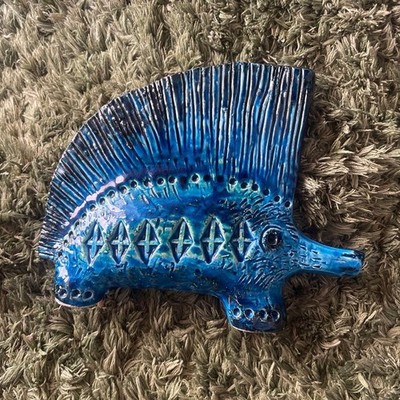 Bitossi Rimini Blue Porcupine Figurine Flavia Italy Ceramic Used