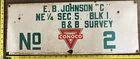 Vintage Porcelain Oil Field Sign - Conoco EB Johnson B&B Survey No. 2