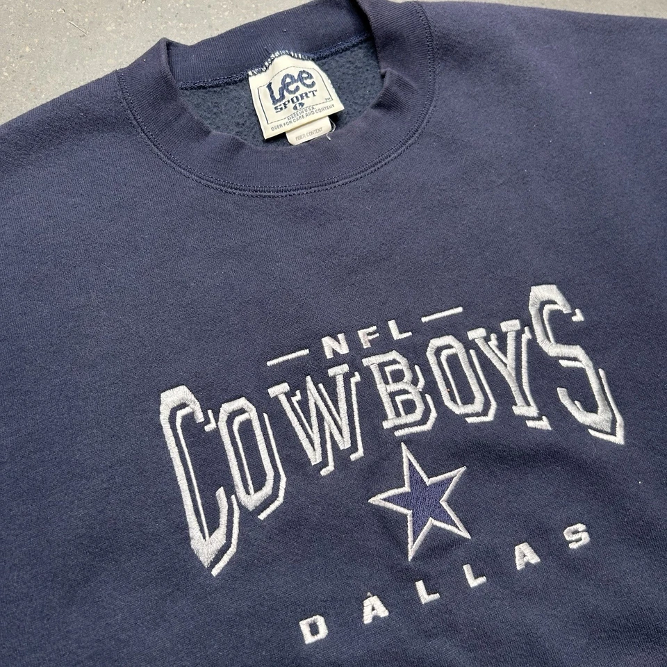 Sudadera De Colección Dallas Cowboys Adulto XL Azul Marino Cuello Redondo NFL Lee Sport Años 90 Foto 2 de 4