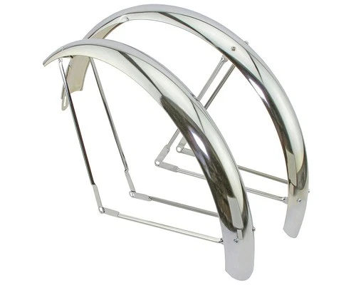 Lowrider 26" Chrome Adjustable Fender Set Pair Steel 80mm Classic Bike Fenders.