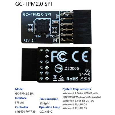 Für GIGABYTE GC-TPM20 Motherboard 12Pin LPC GC-TPM2.0 SPI TPM2.0 Security Module