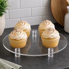 Acrylic Cake Stand 10 Cupcake Server 3 Footed Low Profile Dessert Display Tray