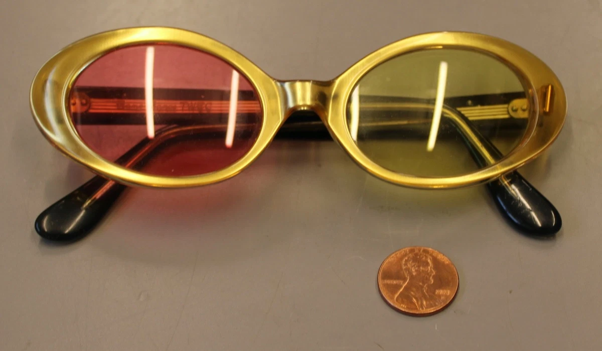 RARE VINTAGE 1950’s - 1960’s ROUND PINK FRENCH SUNGLASSES Round Circle Lens Hippie Groovy Metal Rim Retro Sunglasses  main image 2