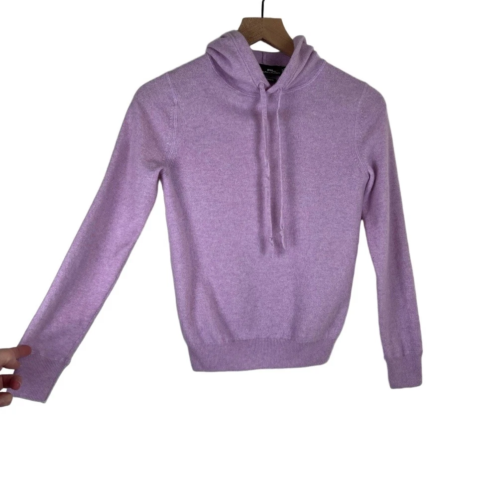 RLX Ralph Lauren Womens Hoodie Size XS Lavender Washable Cashmere Soft Sporty - Image 4 of 4