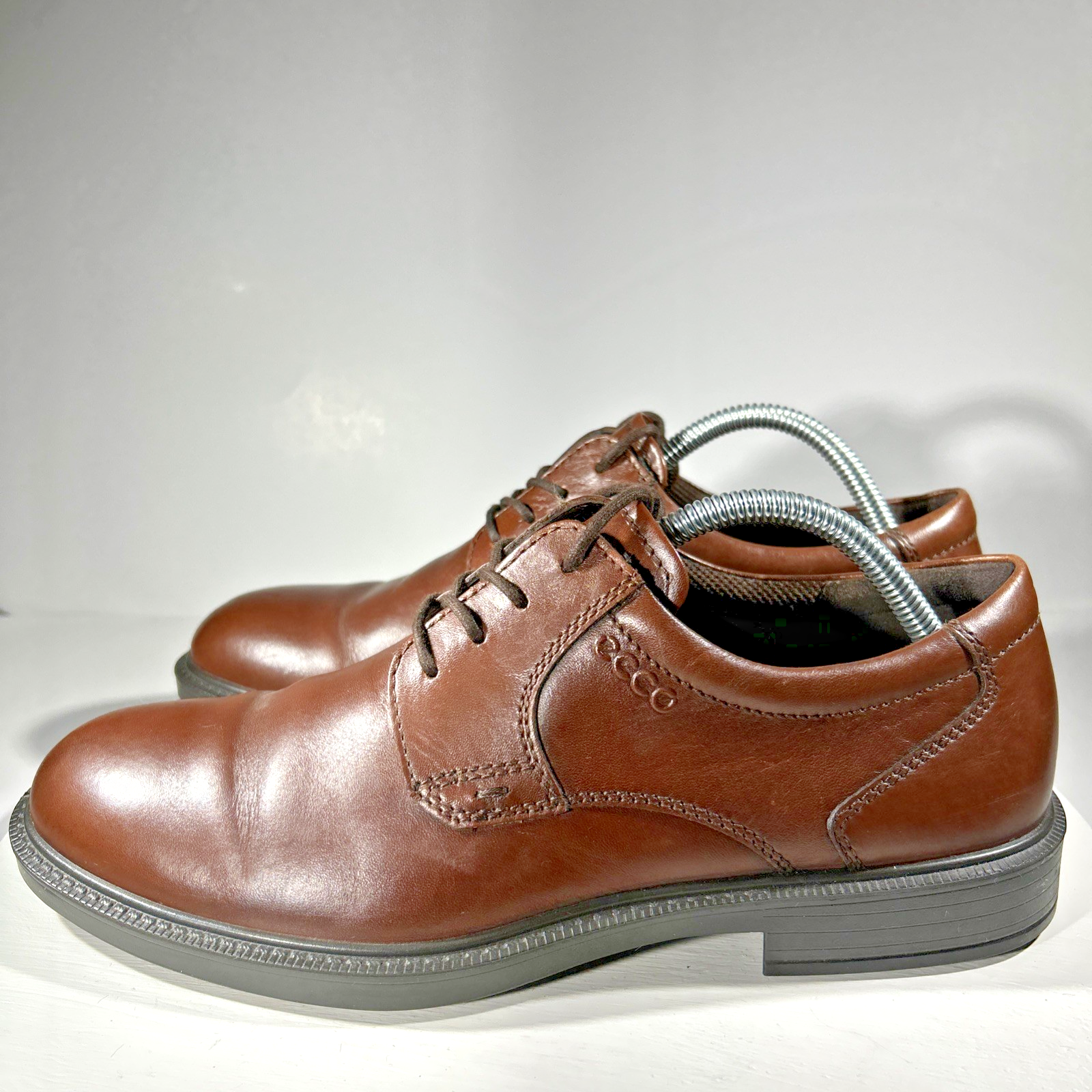 SAOLA Scarpe eleganti ECCO uomo taglia 9 EU 42 pelle Oxford marrone derby lavoro LEGGERO UTILIZZO