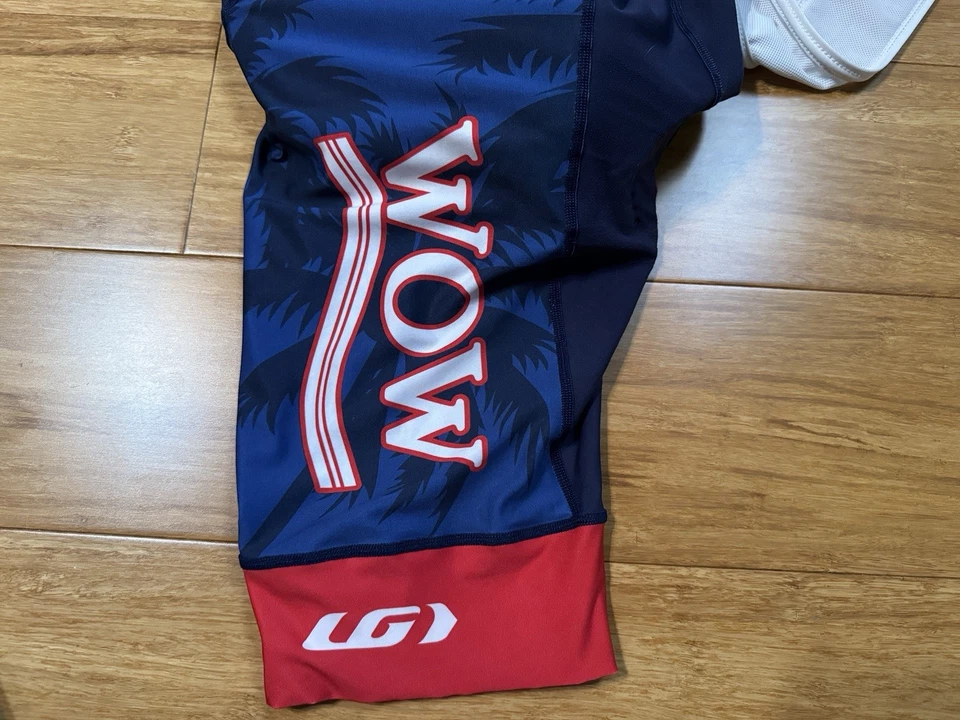 Pantalones Cortos de Ciclismo Acolchados Louis Garneau Babero Talla Mediana Azul y Blanco Foto 3 de 4