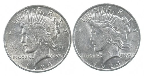 1924 & 1924 & Peace Silver Dollar $1 Bullion Collection Lot *901
