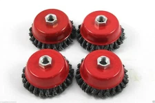 4Pc 4" Cup Knotted Wire Wheel Angle Grinder Brush Max RPM 8500