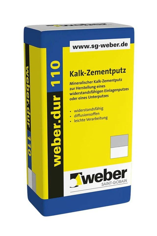 (0,48 €/kg) 30 kg Kalk-Zement-Putz weber.dur 110 Unterputz mineralisch