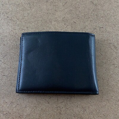 Men's Black Leather Classic Window Flip Up Bi-Fold Wallet New