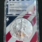 2018 SILVER EAGLE MS70 NGC INDEPENDENCE DAY EDITION   #446