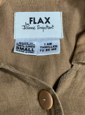 Vintage FLAX by Jeanne Engelhart Linen Jacket Small Brown Long