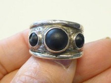 SCT Designer 3 Onyx 925 Sterling Silver Ring hand Wrought Size 5 1/2 Artisan