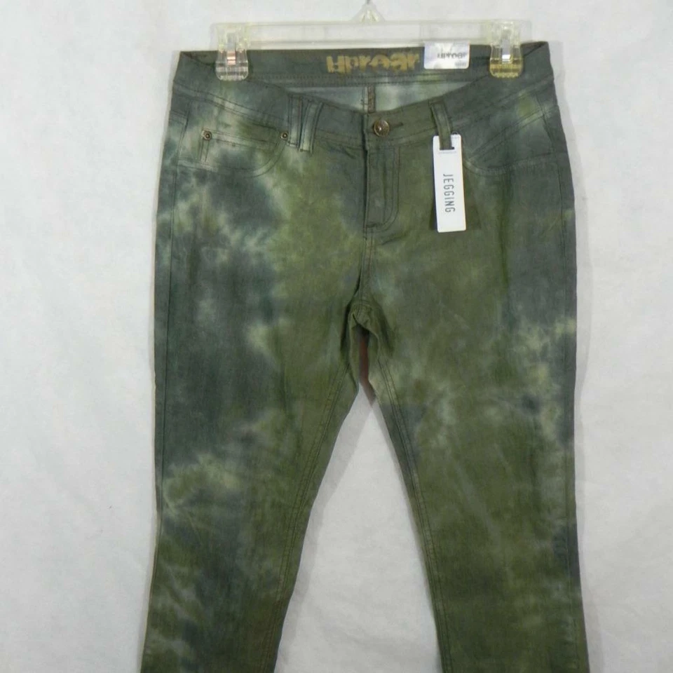 Nuevo UPROAR Niñas 14 Reg Verde Tie Dye JEGGINGS Calce Ajustado Extra Ajustado Lowrise Nuevo con Etiquetas Foto 2 de 4