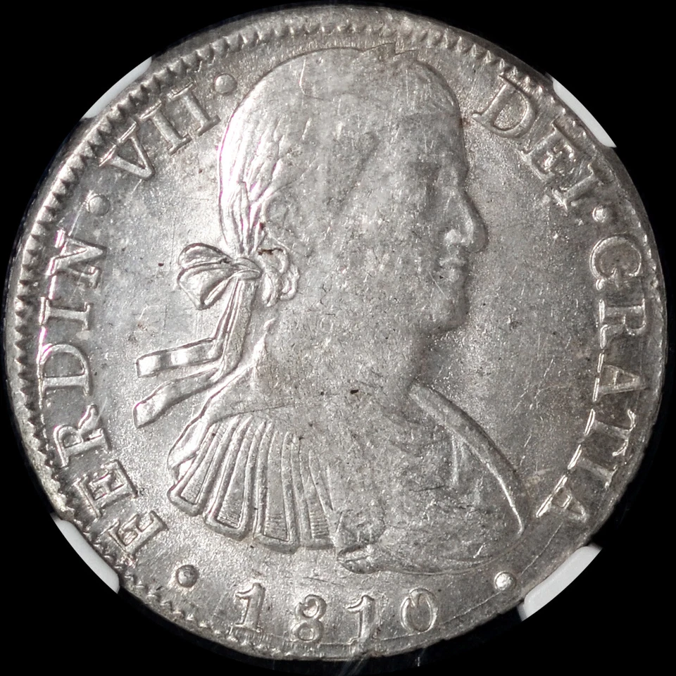 NGC MS61 1810 Mo-HJ México Ferdinand VII prata 8 reais - Imagem 3 de 4