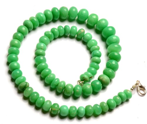 Collar de 16" de cuentas de rondelle lisas de piedras preciosas de crisoprasa natural de tamaño de 7 a 10 mm - Imagen 3 de 5