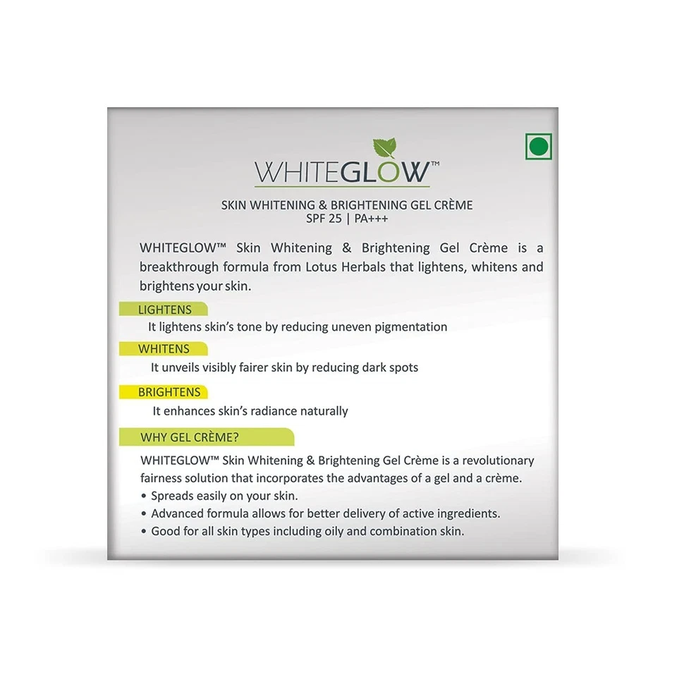 Crema facial blanqueadora de la piel Lotus Herbals WhiteGlow paquete de crema 60 g Foto 3 de 4