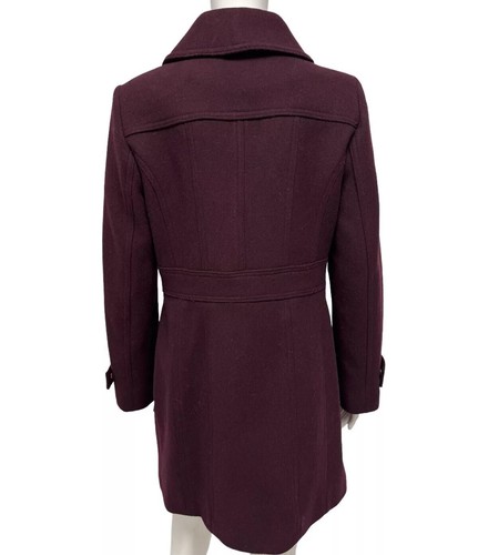 Michael Kors Wool Blend Zip Front Classic Pea Coat Burgundy Coat Size XS - Picture 6 of 14