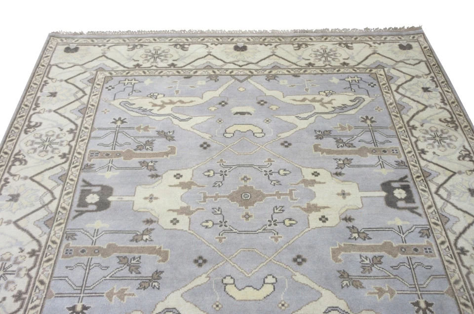 Серебряный шерстяной ковер ручной вязки Oushak 8X10 восточный ковер (8 футов 2 дюйма x 9 футов 9 дюймов) - Изображение 2 из 4