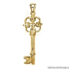 New 14k Yellow Gold Key Pendant