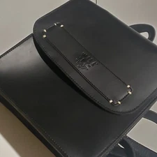 New WILL Leather Goods of Eugene Oregon Black Simple Leather Flap Backpack  Nwt