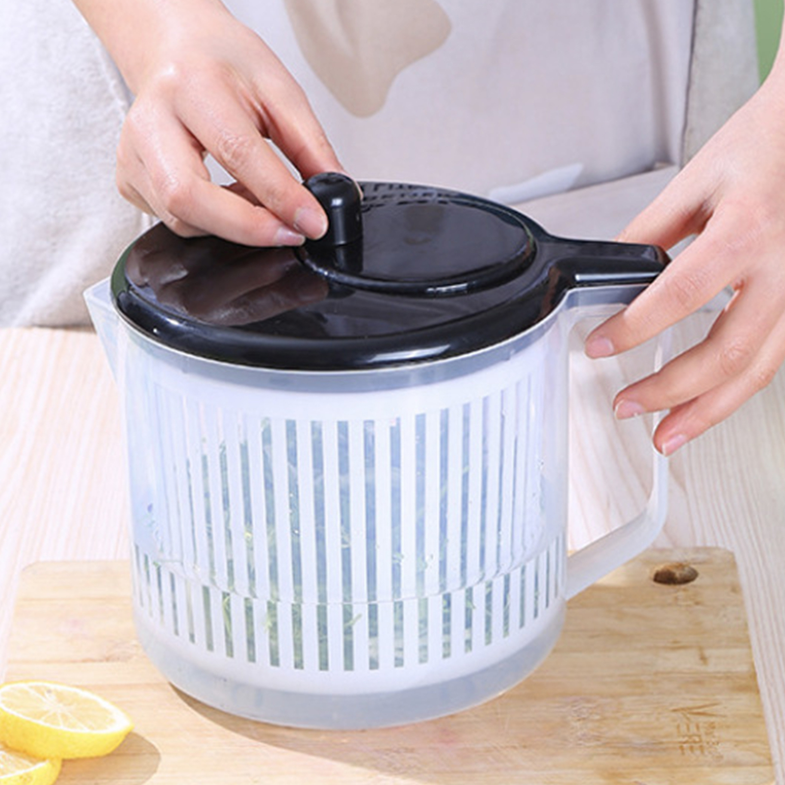 Salad Spinner Fruit Dryer Spinner Vegetable Washer with Handle Drain Basket-image