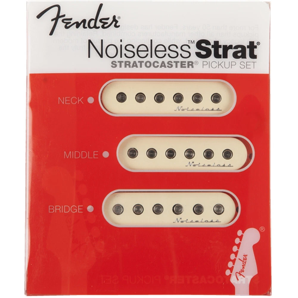 Fender Vintage Noiseless Strat Guitar Pickup Set White Alnico SSS