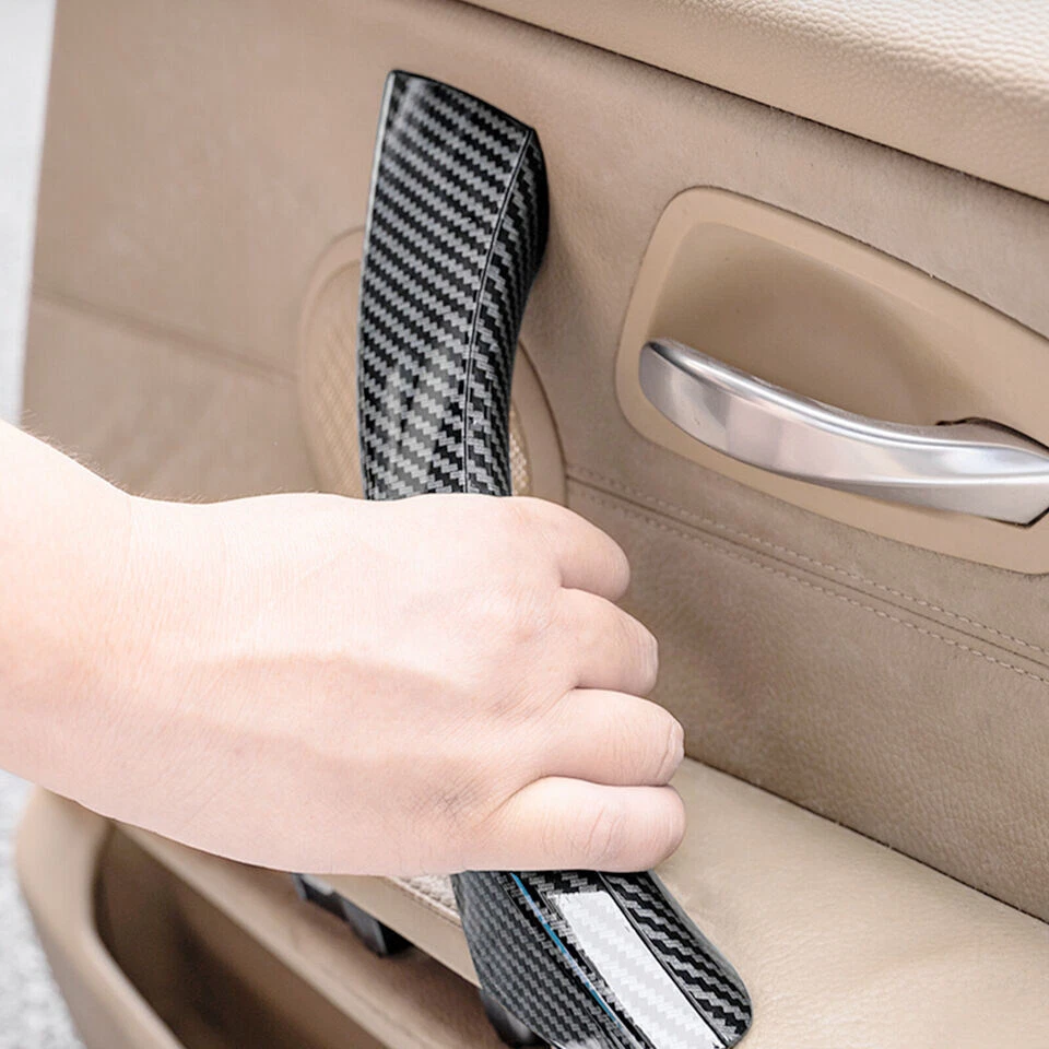 Inner Door Pull Handle Set Carbon Fiber Black LHD For BMW 3 Series E90 E91 3PCS Foto 4 de 4