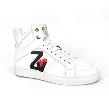 Zadig  Voltaire Flash Leather Sneakers NEW White High Top Heart Logo Size 37