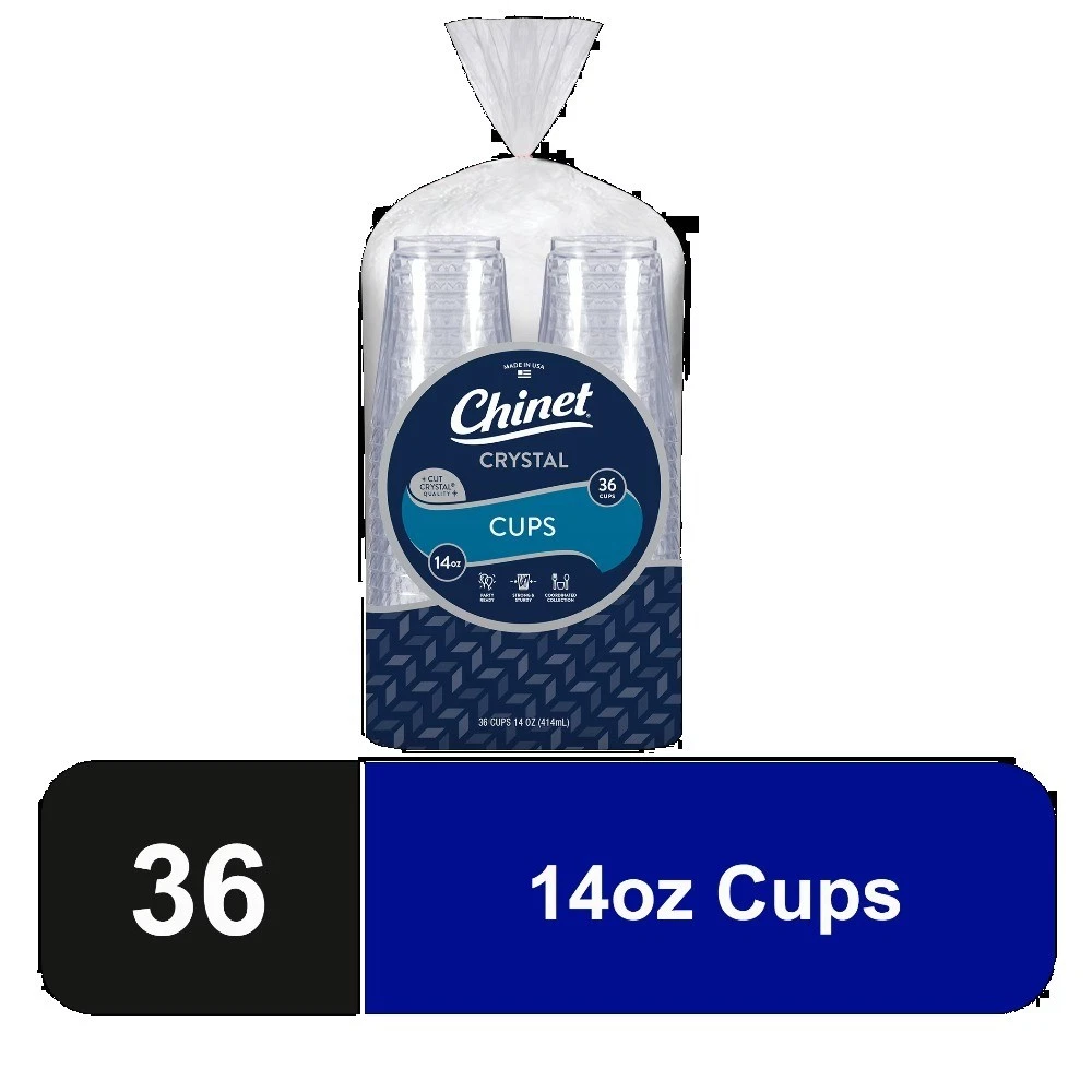 Clear Disposable Plastic Cups 14 oz 36 Count Premium Crystal for Parties