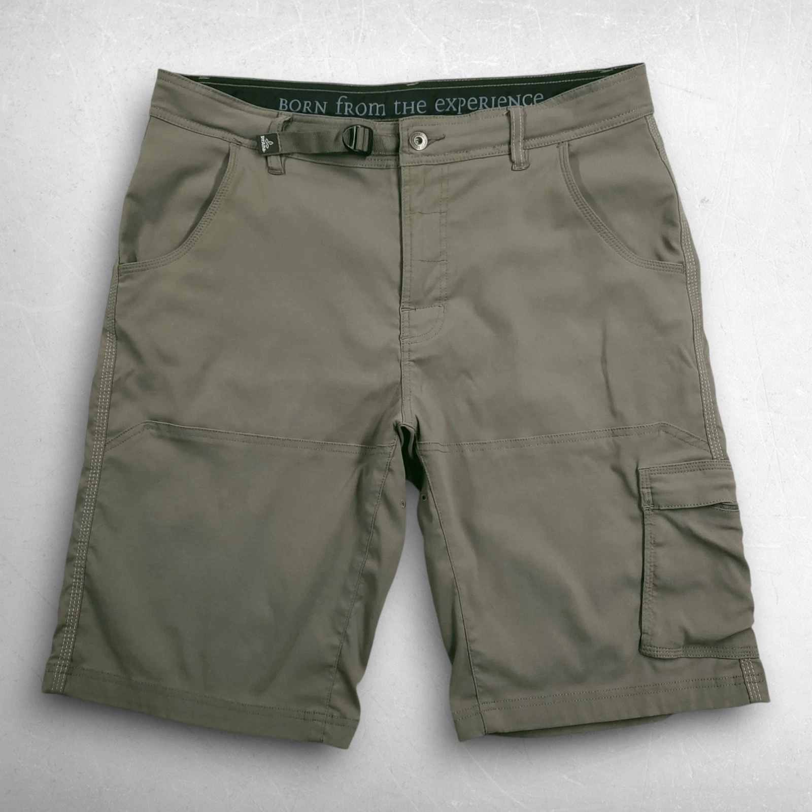 prAna Cargo Hiking Shorts Unisex 35 Olive Drab Stretch Belted Outdoor Gorpcore
Opens in a new window