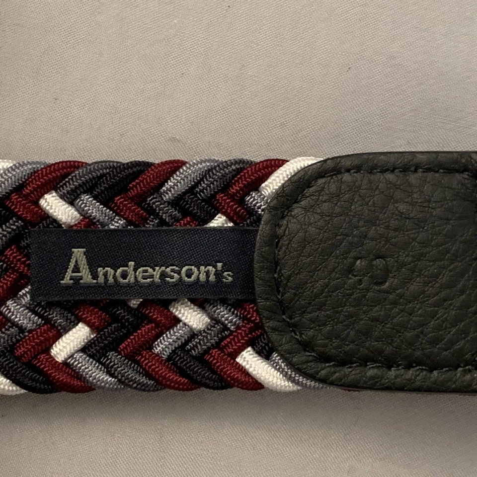 Cinturón tejido elástico para hombre ANDERSON'S 38 hebilla rojo gris blanco hecho en Italia nuevo sin etiquetas Foto 4 de 4