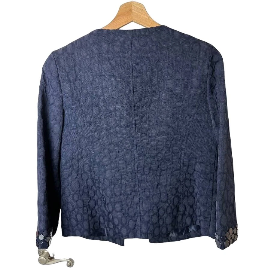 Traje chaqueta y falda Dana Buchman azul marino de 2 piezas mezcla de algodón para mujer talla 4 Foto 2 de 4