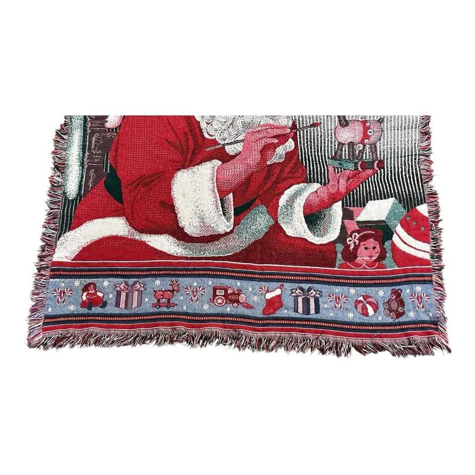 Manta Tapiz Vintage Navidad Papá Noel Hacer Juguetes Taller 53x45 Foto 3 de 4