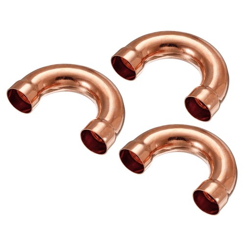 U Shape Elbow 180 Degree Copper Pipe Fitting Sweat Welding Solder 7/8" Pack of 3