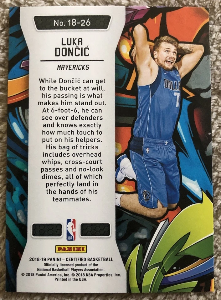 LUKA DONCIC 2018-19 Panini Certified RC Rookie Graffiti 18-26 SP Mavericks - Image 2 of 4