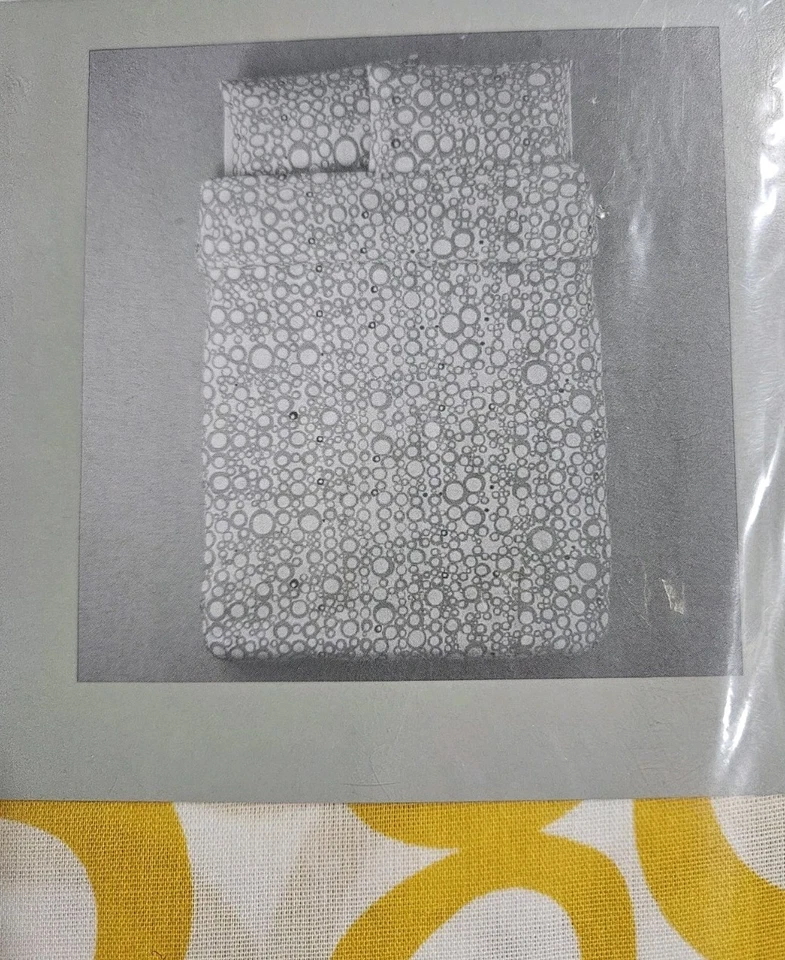 IKEA TORENIA Full/Queen 3 Piece Duvet Set Yellow, White, Black Circles New - Image 4 of 4