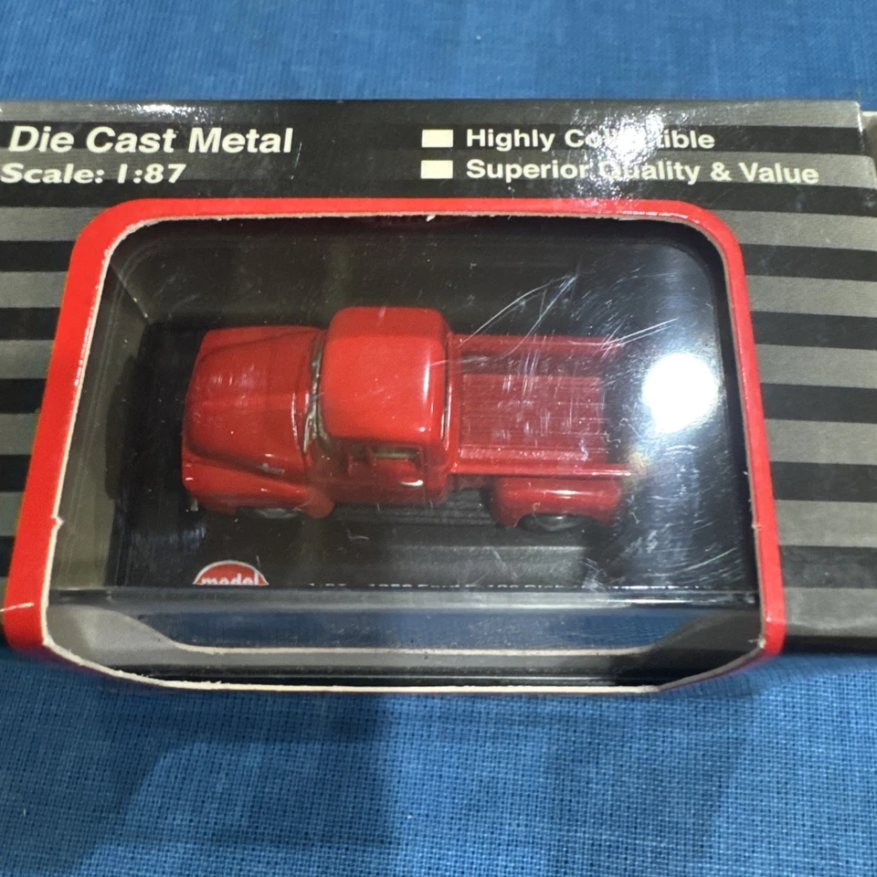 Model Power Minis HO 1956 Ford F-100 Pick-up Truck Red w/Display Case #19231 NIB - Image 2 of 4