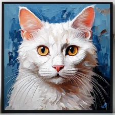 ORIGINAL Oil PAINTING on Canvas Cat Textured Artwork 10x10 in Custom Order