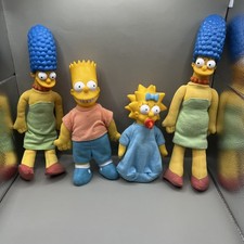 Lot de 4 peluches The Simpsons vintage 1990 avec têtes plastiques BARTMeg(2) & bébé