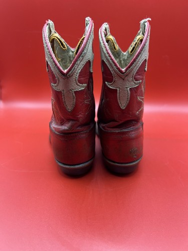 Stivali da cowboy vintage per bambini anni 50 Diamond C rosso/bianco stivali western - Foto 4 di 17