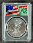 2018 American Silver Eagle $1 – PCGS MS69 – First Strike – Flag & Statue of Libe
