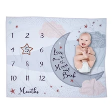 Lambs & Ivy Goodnight Moon Milestone Photo Opportunity Soft Fleece Baby Blanket