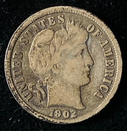 1902 Barber Dime, Fine Condition
