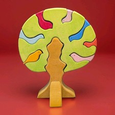 Glueckskaefer - Bird Tree Wooden Puzzle Large Handmade