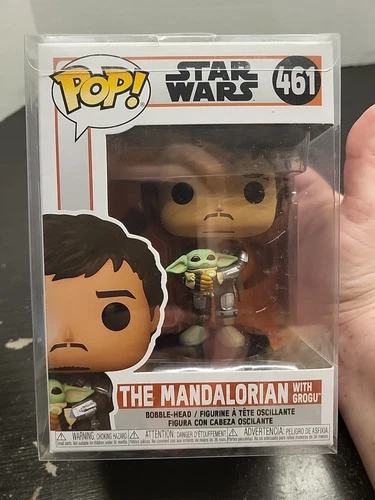 Funko Pop Star War 461 Mandalorian With Grogu Vinyl Figurine With Protector Case