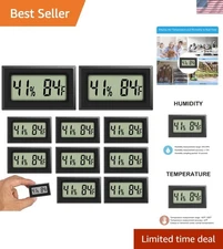 Precision Mini Thermometer Hygrometer - 10-Pack Digital Indoor Temperature & ...